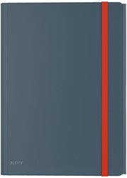 Leitz Cosy elastomap met 3 kleppen, met opbergvak met drukknoppsluiting, uit PP, ft A4, grijs