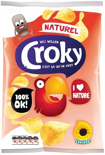 Croky chips naturel, zakje van 100 gram