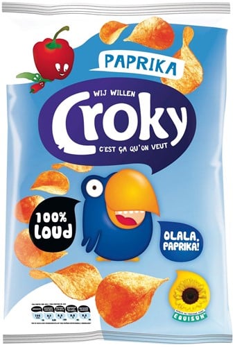 Croky chips paprika, zakje van 100 gram