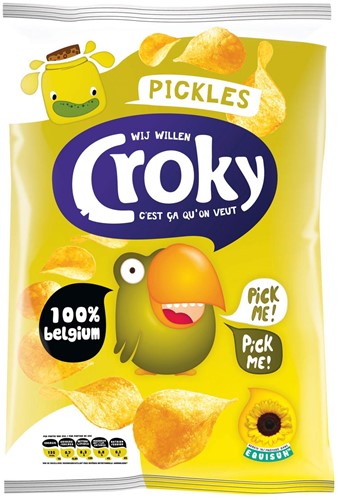 Croky chips pickles, zakje van 100 gram