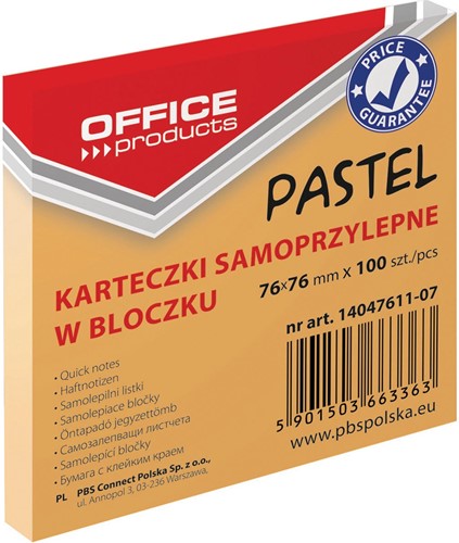 OFFICE products memoblok Pastel, 76 x 76 mm, 100 vel, pasteloranje