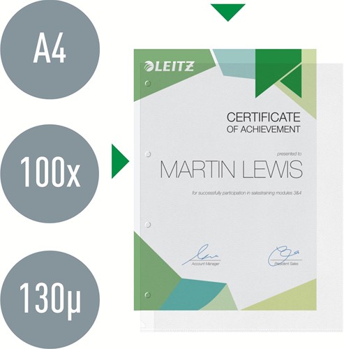 Leitz Premium Showtas A4 geopend, boven en links, 30% gerecycleerd plastic, pak van 100 stuks-3