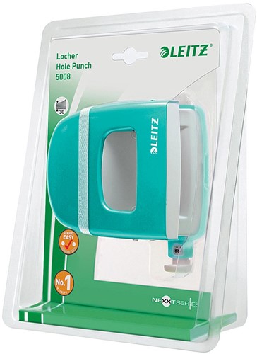 Leitz WOW perforator, 30 blad, ijsblauw, op blister-2