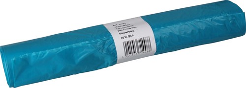 Vuilniszak 20 micron, ft 70 x 110 x 0,2 cm, 120 liter, HDPE recycled, blauw, rol van 25 stuks-2