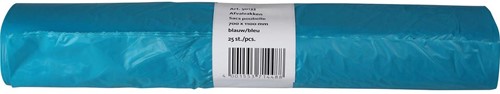 Vuilniszak 20 micron, ft 70 x 110 x 0,2 cm, 120 liter, HDPE recycled, blauw, rol van 25 stuks