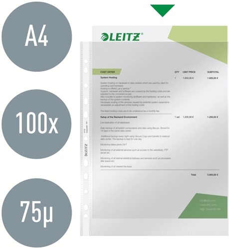 Showtas Leitz Premium standaard copy safe 0.08mm PP A4 transparant 100 stuks-3