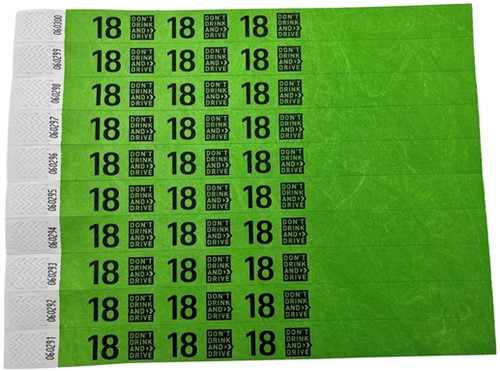 Polsbandje CombiCraft 18+ don’t drink and drive groen 100 stuks