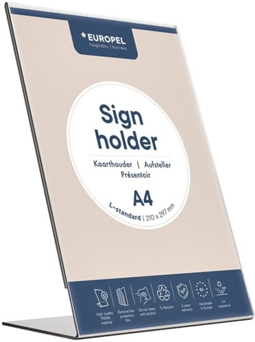 KAARTHOUDER OPUS2 A4 STAAND GLASHELDER SCHUIN 1 Stuk