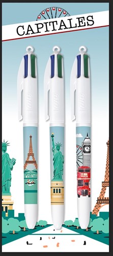 Bic Colours Décor Limited Edition 4-kleurenbalpen, medium, klassieke inktkleuren, diverse motieven