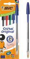 Bic Cristal balpen, medium, blister van 5 stuks: zwart, rood, groen en 2 x blauw-2