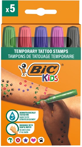 Bic Kids tijdelijke tattoo stempels, assorti, set van 5 stuks