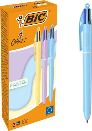 Bic Colours Pastel 4-kleurenbalpen, medium, klassieke inktkleuren, µdoos van 12 stuks-2