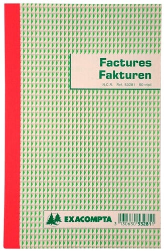 Exacompta factuurboek, ft 21x13,5 cm, tweetalig, tripli (50 x 3 vel)