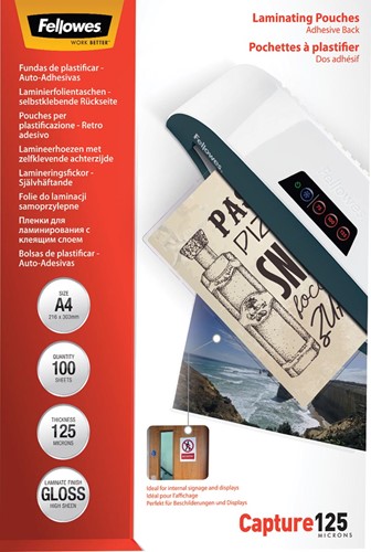 Fellowes lamineerhoes Capture125 ft A4, 250 micron (2 x 125 micron), pak van 100 stuks, zelfklevend-3