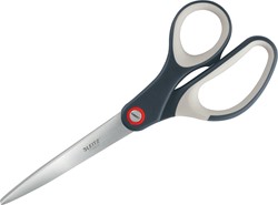 Leitz schaar Cosy, ft 20,5 cm, rechts, scherpe punt, RVS, grijs, blister van 1 stuk