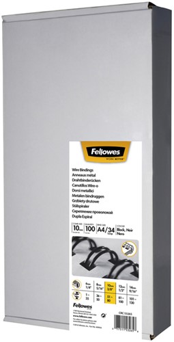 Draadrug Fellowes 10mm 34-rings A4 zwart 100 stuks