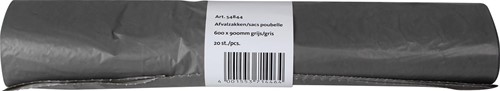 Vuilniszak 25 micron, ft 60 x 90 cm, 70 liter, grijs, rol van 20 stuks