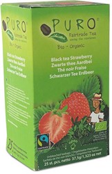 Puro Bio thee Aardbei, zwarte thee, fairtrade, pak van 25 zakjes