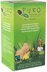 Puro Bio thee Gember Citroengras, fairtrade, pak van 25 zakjes