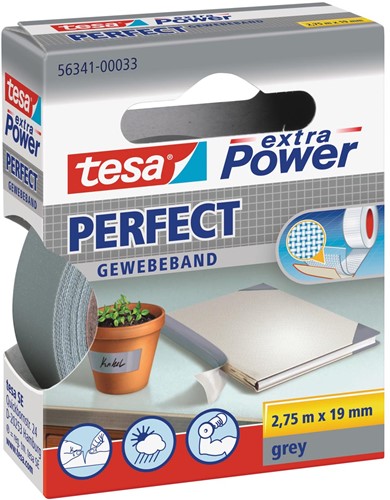 Tesa extra Power Perfect, ft 19 mm x 2,75 m, grijs