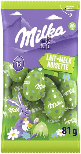 Milka paaseitjes, 81 g, melk hazelnoot