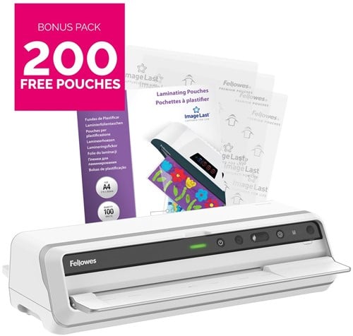 Fellowes lamineermachine Venus voor ft A3 +  Bonus Pack van 200 lamineerhoezen (A4, 80 micron)