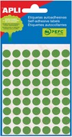 Apli ronde etiketten in etui diameter 13 mm, groen, 175 stuks, 35 per blad (2058)