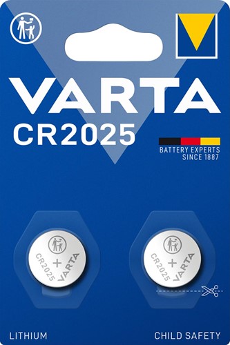 Varta knoopcel Lithium CR2025, blister van 2 stuks