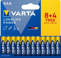 Varta batterij Longlife Power AAA, blister van 8 + 4