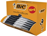 Balpen Bic Atlantis classic grip clic M zwart valuepack 30+6 gratis