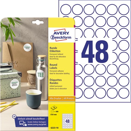 ETIK ROND WT PERM 30MM 480X-2