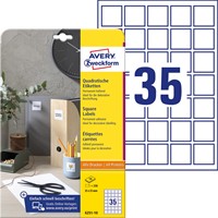 Avery Zweckform vierkante etiketten, 35 x 35 mm, wit, permanent klevend, 350 etiketten, 10 vellen-2