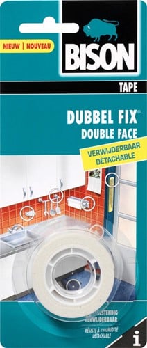 Bison dubbelzijdige plakband voor binnen, verwijderbaar, ft 19 mm x 1,5 m