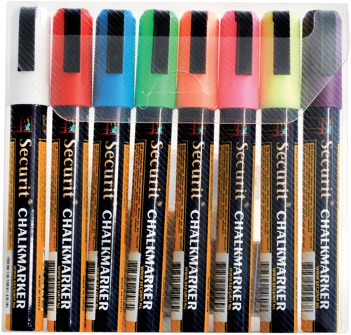 Krijtstift Securit SMA-510 schuin 2-6mm assorti blister à 8 stuks
