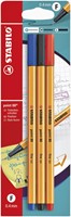 Fineliner STABILO point 88/3 fijn assorti blister à 3 stuks