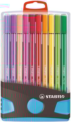Viltstift  STABILO Pen 68/20 ColorParade in antr/turq etui M ass 20st