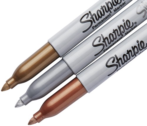 Viltstift Sharpie rond fijn metallic assorti blister à 3 stuks-3