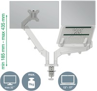Leitz Ergo ruimtebesparende monitorarm, dubbele arm met 1 laptoparm, lichtgrijs-2