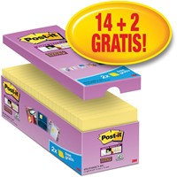 Post-it Super Sticky notes, 90 vel, ft 76 x 76 mm, geel, pak van 14 blokken + 2 gratis-2