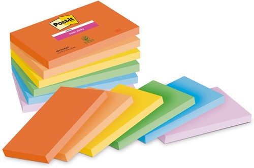 Post-it Super Sticky notes Playful, 90 vel, ft 76 x 127 mm, geassorteerde kleuren, pak van 6 blokken-2