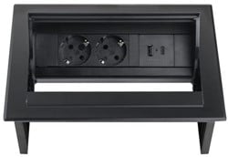 Inbouw stekkerdoos Filex Power Desk In 2x 230V, 1xUSB charger