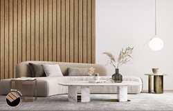 Houtlook lattenwanden 100% PET vilt 300x60cm breed - Warm Eiken