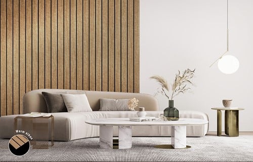 Houtlook lattenwanden 100% PET vilt 300x60cm breed - Warm Eiken