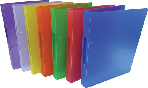 Alpha ringmap, voor ft A4, uit PP, 2 ringen van 25 mm, geassorteerde transparante kleuren-2