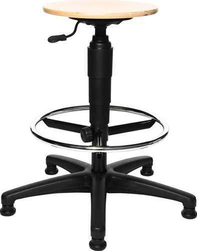 Topstar kruk Tec 60, met verchroomde voetring, met steldoppen, hout