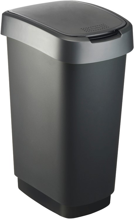 Speciaal rit Il Afvalemmer TWIST Zwart/Zilver 50 liter One-Stop-Office-Shop.nl