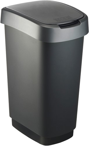 Afvalemmer TWIST Zwart/Zilver 50 liter