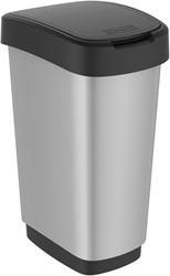 Afvalemmer TWIST Zilvermetallic 50 liter