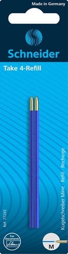 Schneider balpenvulling Take 4, blauw, etui van 2 stuks