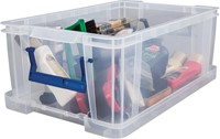 Bankers Box opbergdoos 10 liter, transparant met blauwe handvaten, set van 4 stuks verpakt in carton-2